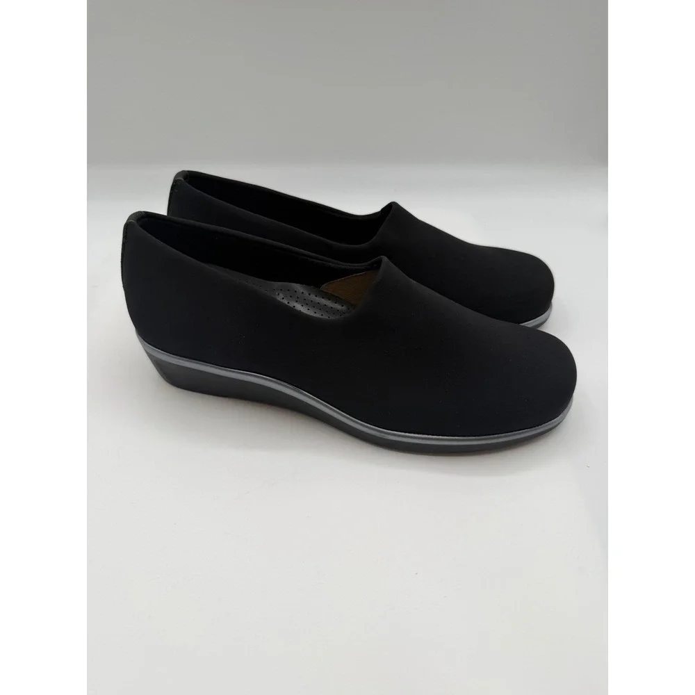 SAS Bliss Slip On Wedge Flat, Women's 5.5 M, Black Comfort Shoes, NEW/DEFECT